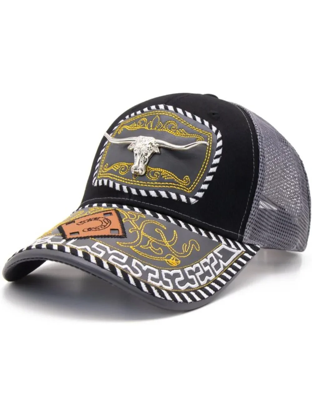 Men's Grey C Polyester Western Vintage Cowboy Cute Baseball Cap